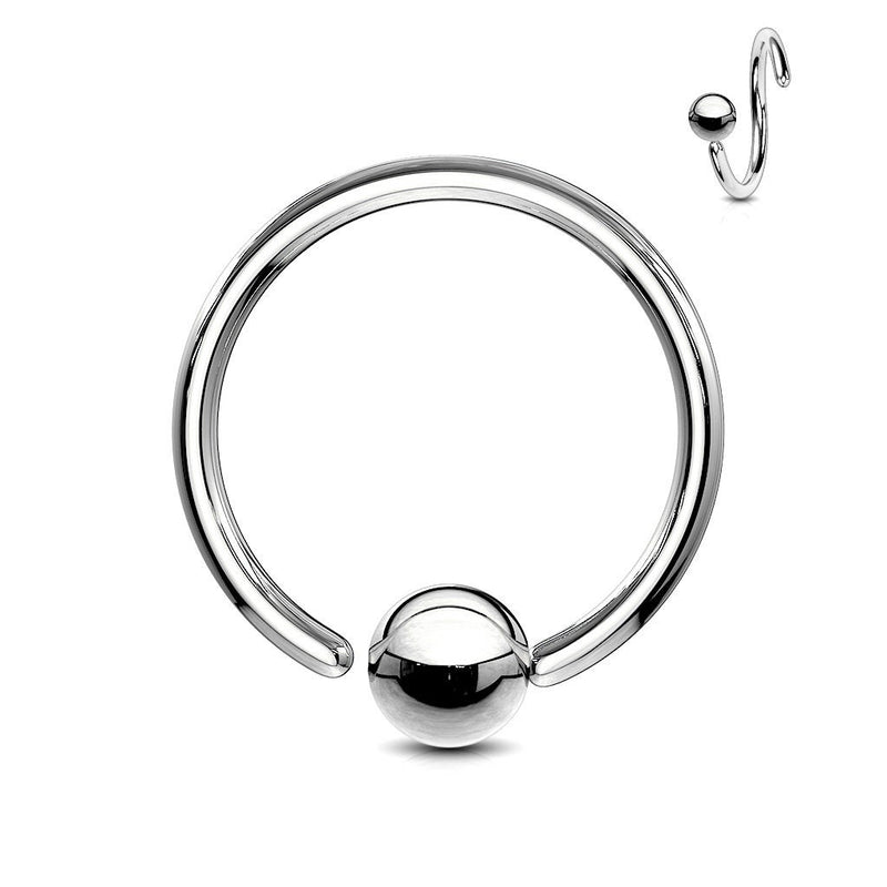 20G surgical steel captive bead ring with a fixed 3mm ball, designed for various piercings including cartilage and nostrils.