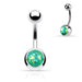 Surgical Steel • Navel Belly Button Ring, Opal Glitter, 14G, Externally Threaded • Vital Body Jewelry