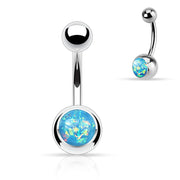 Surgical Steel • Navel Belly Button Ring, Opal Glitter, 14G, Externally Threaded • Vital Body Jewelry