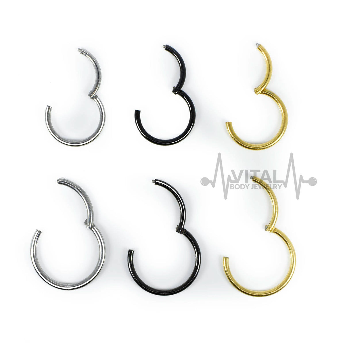CZ PRONG GEM CENTER FEATHER 316L SURGICAL STEEL HINGED SEGMENT SEPTUM RING