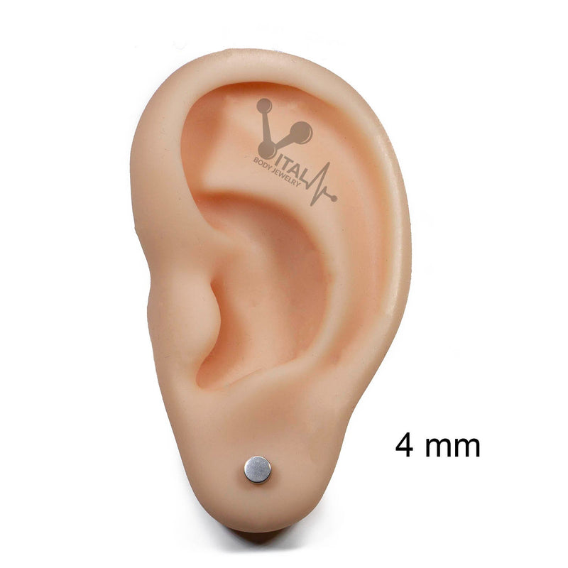 Stainless Steel • Pair of Fake Plugs 16G • Black PVD Coated, Steel Finish,  Screw Studs, Earrings, Cheaters, Vital Body Jewelry