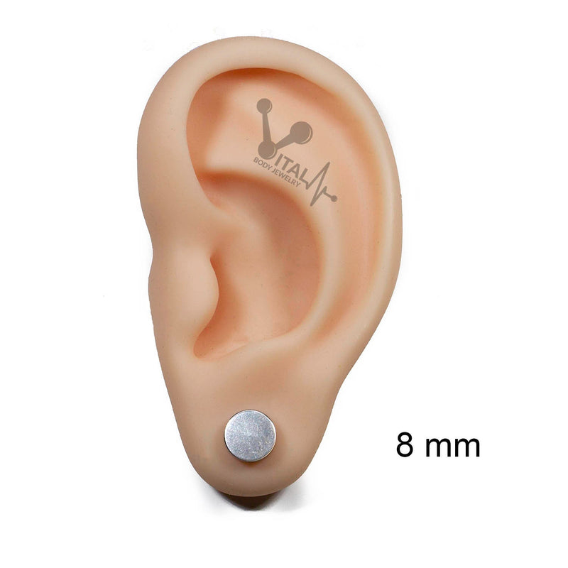 Stainless Steel • Pair of Fake Plugs 16G • Black PVD Coated, Steel Finish,  Screw Studs, Earrings, Cheaters, Vital Body Jewelry