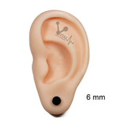 16G PVD coated surgical steel fake plugs with black finish, designed for a comfortable, stylish look without the commitment of stretched earlobes
