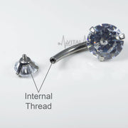 Titanium Navel Belly Button Ring , 14G, Large Prong Set, Double Jeweled, Cubic Zirconia Gems - Vital Body Jewelry