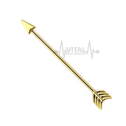 Surgical Steel • Industrial Scaffold Barbell, Arrow, 14G, PVD Coated, Eternally Threaded • Vital Body Jewelry
