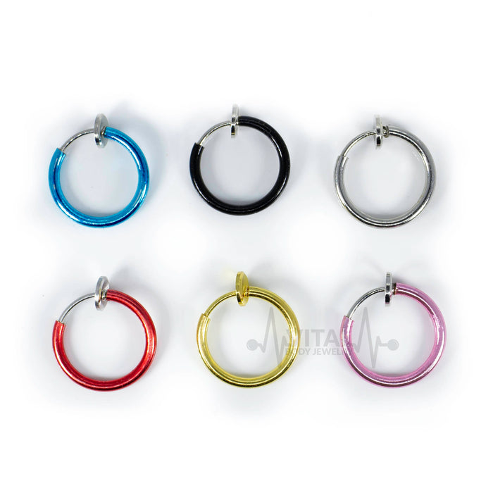 Fake Nose Ring, no piercing necessary, Spring Action Closure. Stainless Steel