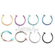 18G PVD coated surgical steel open nose ring with adjustable half hoop design for a comfortable fit and stylish look