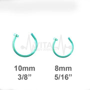 18G PVD coated surgical steel open nose ring in black, adjustable half hoop design for a comfortable fit