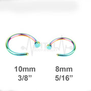 Surgical Steel Open Nose Rings, Adjustable, Easy To Fit Disk End, Comfortable, Half Hoop, 18G, PVD Coated