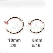 Surgical Steel Open Nose Rings, Adjustable, Easy To Fit Disk End, Comfortable, Half Hoop, 18G, PVD Coated