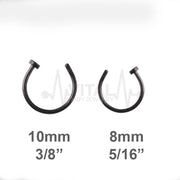 18G PVD coated surgical steel open nose ring with adjustable half hoop design for a comfortable fit