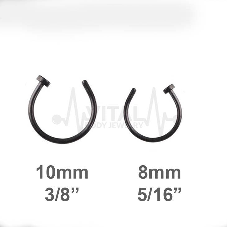18G PVD coated surgical steel open nose ring with adjustable half hoop design for a comfortable fit