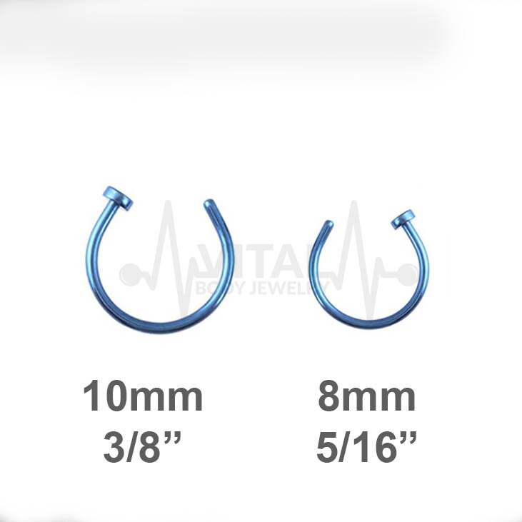 18G PVD coated surgical steel open nose ring with adjustable half hoop design for a comfortable fit and chic style
