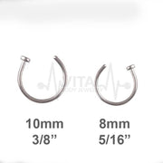 Surgical Steel Open Nose Rings, Adjustable, Easy To Fit Disk End, Comfortable, Half Hoop, 18G, PVD Coated