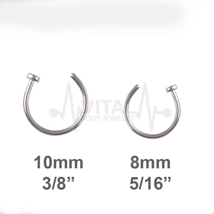 Surgical Steel Open Nose Rings, Adjustable, Easy To Fit Disk End, Comfortable, Half Hoop, 18G, PVD Coated