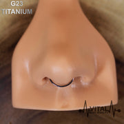 Titanium Open Nose Ring, Adjustable, Easy To Fit Disk End, Comfortable, Half Hoop