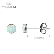 Pair of Titanium Opal Stud Earrings, White, Aqua and Purple Colors - Vital Body Jewelry