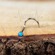 22G surgical steel corkscrew nose ring with multicolor opal gem for a secure and stylish fit