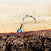22G surgical steel corkscrew nose ring with multicolor opal for a secure fit and vibrant sparkle