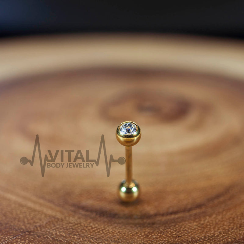 14G PVD coated surgical steel tongue ring with colorful ball end for vibrant style and comfortable wear