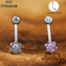 14G G23 Titanium Vertical Hood, VCH Barbell, Flower Jewel, Internally Threaded - Vital Body Jewelry