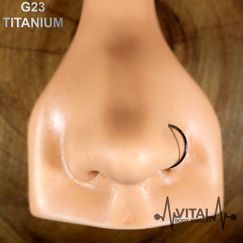 Titanium Open Nose Ring, Adjustable, Easy To Fit Disk End, Comfortable, Half Hoop