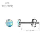 Pair of Titanium Opal Stud Earrings, White, Aqua and Purple Colors - Vital Body Jewelry