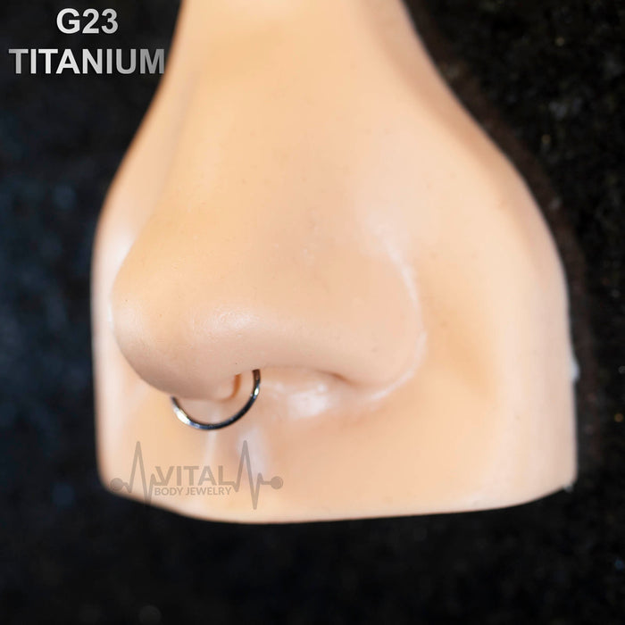 20G hypoallergenic G23 titanium septum ring with a smooth finish for comfort and 3/8" diameter for versatile styling.