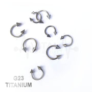 14G G23 Titanium Septum Ring, Horseshoe, Curved Barbell, Circular Bent Barbell, Spike Ends