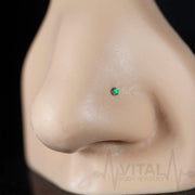 Tiny 22G Opal Nose Ring, Cork Screw, Press Fit, 316L Surgical Steel, Multicolor - Vital Body Jewelry