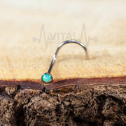 22G surgical steel corkscrew nose ring with multicolor opal gem for eye-catching sparkle and secure fit