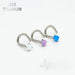 18G and 20G Opal Corkscrew Nose Ring, G23 Titanium, 2.5 MM Prong Set | Vital Body Jewelry