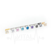 20G surgical steel L-bend nose stud with 3mm clear cubic zirconia gem for a sparkling and secure fit
