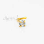 20G surgical steel L-bend nose stud with 3mm cubic zirconia gem for a sparkling and secure fit