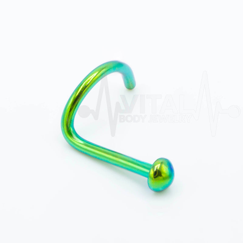 18G surgical steel corkscrew nose ring featuring a multicolor design for vibrant style and comfort