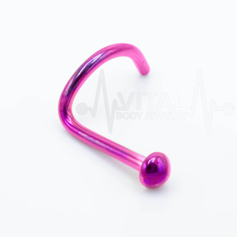 18G and 20G Vibrant Colorful Nose Rings, Cork Screw, Titanium IP over 316L Surgical Steel, Multicolor - Vital Body Jewelry