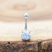 14G Turquoise and Howlite Stone Belly Button Ring, Surgical Steel, Externally Threaded