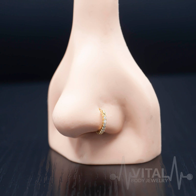 CZ Lined Bendable Hoop, 20G Nose Rings for Ear Cartilage, Eyebrow, Nose and More - Vital Body Jewelry