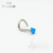 18G and 20G titanium corkscrew nose ring with 2.5mm opal stud for secure and comfortable wear