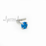 20G surgical steel L-bend nose stud with 3mm clear cubic zirconia gem for a stylish and secure fit.