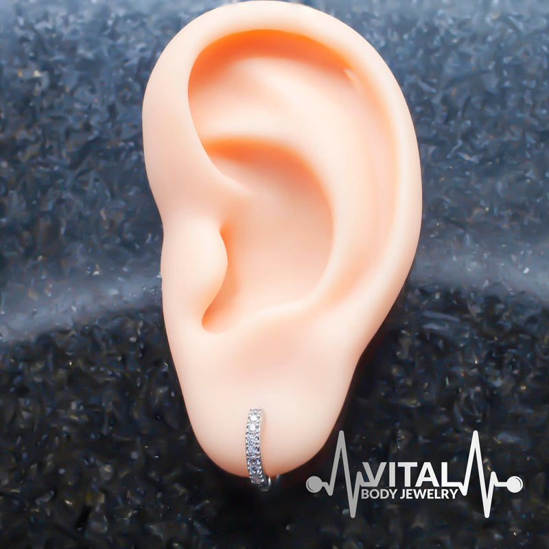 18G surgical steel hinged hoop earrings with sparkling cubic zirconia stones for versatile wear in nostrils, ears, and cartilage