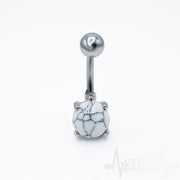 14G Turquoise and Howlite Stone Belly Button Ring, Surgical Steel, Externally Threaded