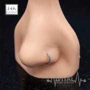 14K Gold 20G Bendable Nose Hoop Rings, with 10 CZ Gems. For Ear Cartilage, Eyebrow, Nose and More - Vital Body Jewelry