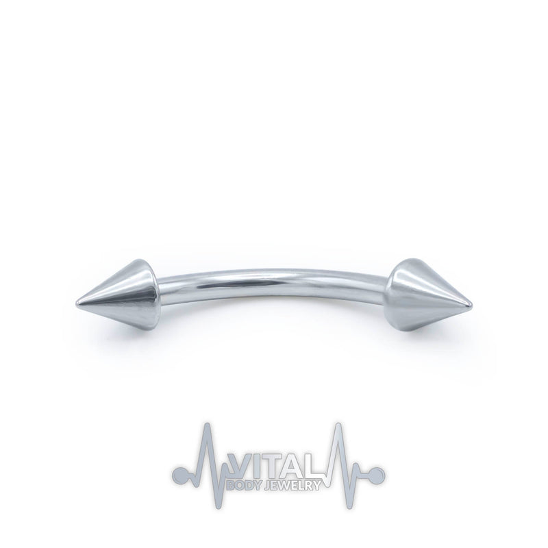 16G surgical steel eyebrow ring with spike ends, 3mm spikes for an edgy style and externally threaded for easy insertion