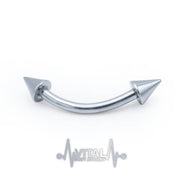 16G surgical steel eyebrow ring with spike ends, designed for comfortable everyday wear and secure fit