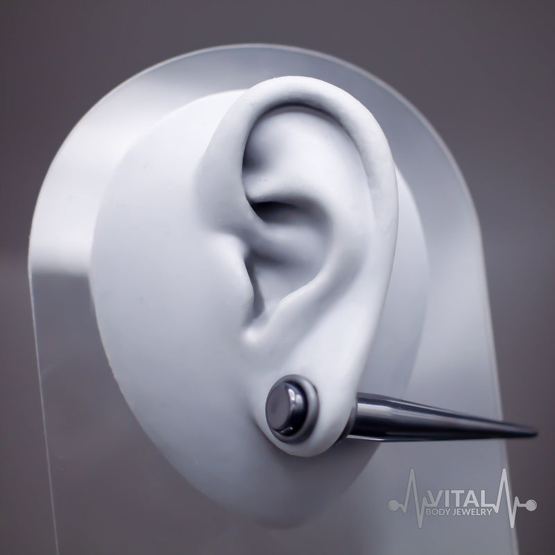 12G black acrylic ear stretchers with lightweight design and included rubber o-rings for a secure fit during stretching