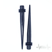 Pair of Black Acrylic Ear Stretchers, Lightweight 12G, 8G, 6G, 4G, 2G, 0G, 00G, 1/2"