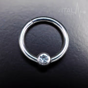 16G Hinged Captive Bead Nose Ring with Ball or CZ Gem,Fixed Ball for Earring, Tragus, Cartilage and more