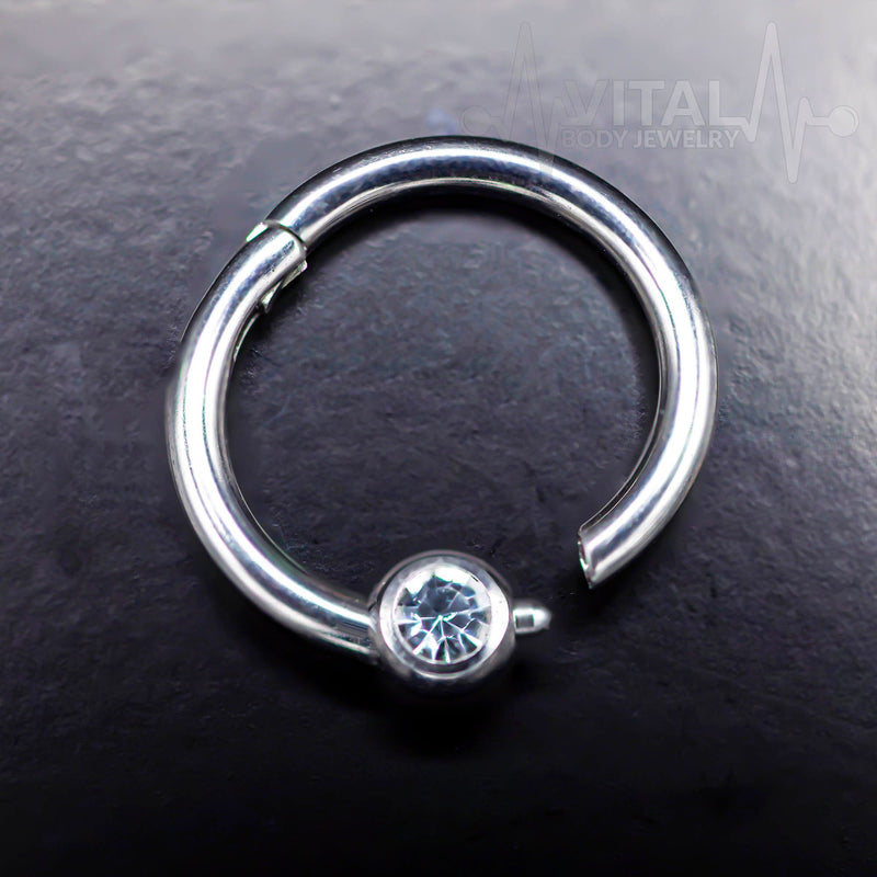 16G Hinged Captive Bead Nose Ring with Ball or CZ Gem,Fixed Ball for Earring, Tragus, Cartilage and more