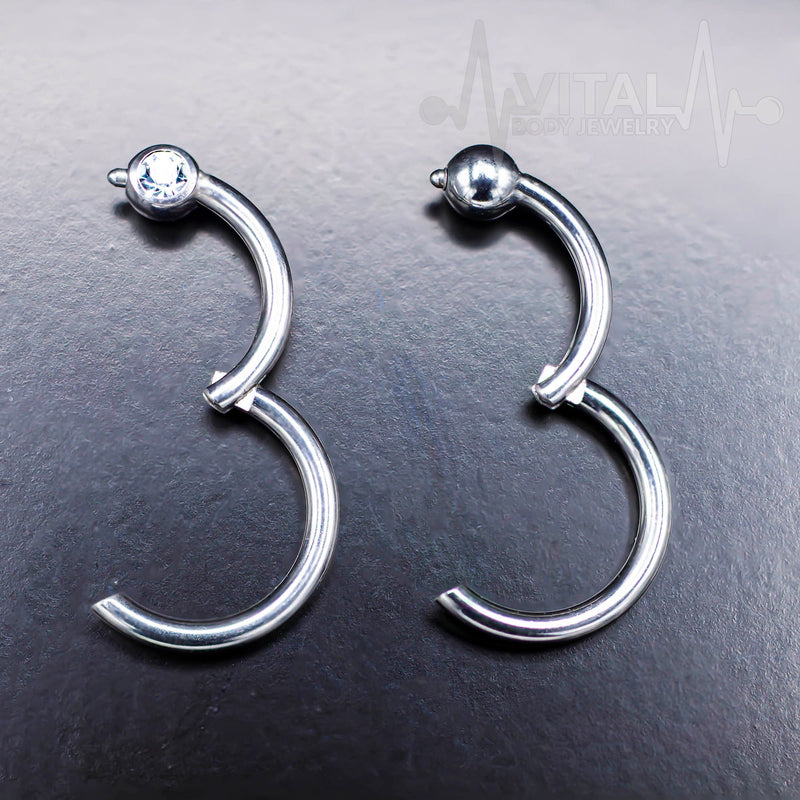 16G surgical steel hinged nose ring with fixed 3mm ball, designed for comfort and versatility in multiple piercings.